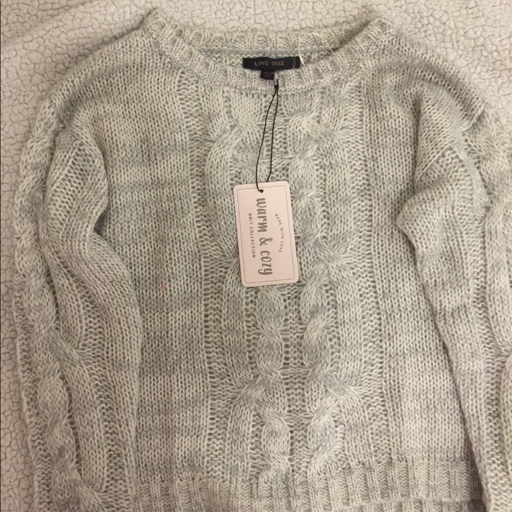 Grey Cable-knit Sweater